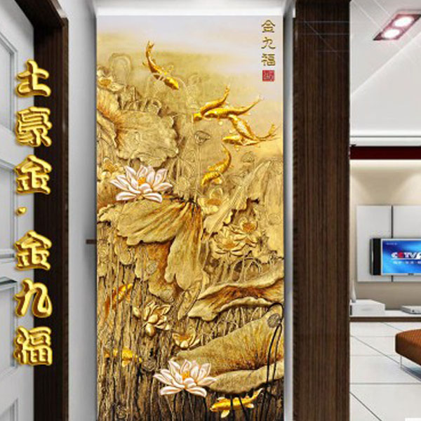 5Cgo 37658092705 無紡布玄關走廊過道中式3d立體浮雕牆紙壁紙不自粘大型壁畫牆紙金九福 代訂金 CHX86100