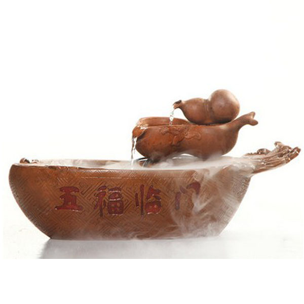 5Cgo 39337737213 工藝品擺設 流水噴泉加濕器魚缸 創意裝飾品擺件五福臨門 開業禮 辦公室客廳桌面風水擺件 CHX88800