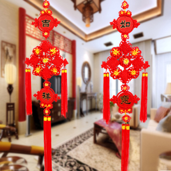 5Cgo 41107553673 吉祥如意對聯形式中國結 高檔吉祥如意中國結 中國結家居挂飾 家居禮品 年節禮品 WXP85000