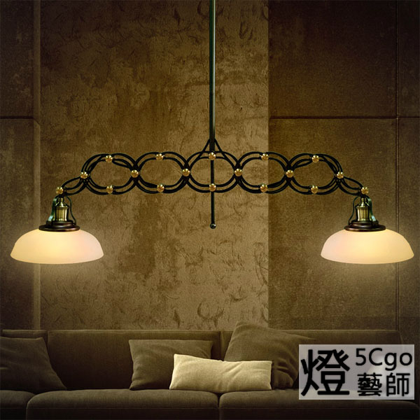5Cgo 36814182793 設計師款RH風格復古LOFT工業倉庫臥室曼哈頓雙頭吊燈    LKM89700