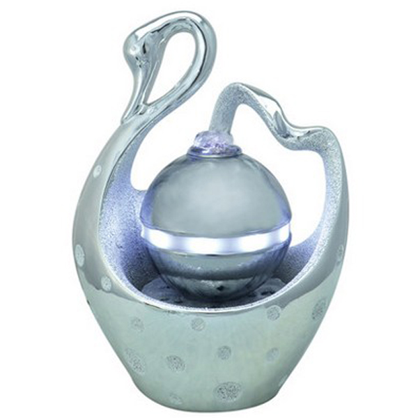 5Cgo 24845816545 樹脂工藝品擺件流水噴泉水景加濕器 天鵝戲水家居新房創意裝飾現代居家臥室書房辦公室桌面玄關擺設金色銀色 CHX00400