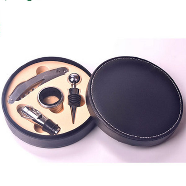 5Cgo 35861282087  紅酒開瓶器酒啓酒塞創意開酒器起子酒具精致皮盒套件 WXP03000
