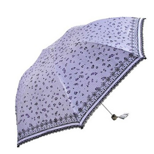 5Cgo 16238752345 天堂傘 黑膠防紫外線遮陽傘 晴雨傘 太陽傘/蕾絲豹紋 MIK54000