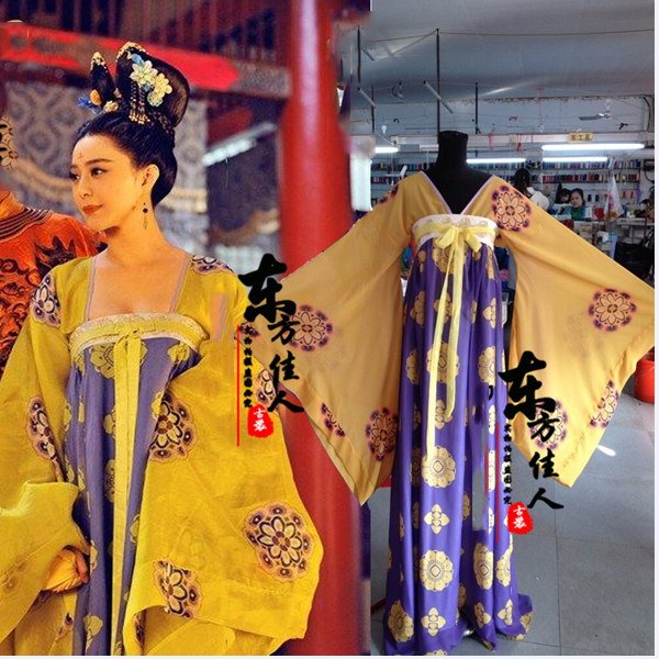 5Cgo  43116094394 武則天武媚娘傳奇古裝唐朝黃色原版印花襦裙 舞蹈演出服裝 古裝宮廷劇裝  GSX89300