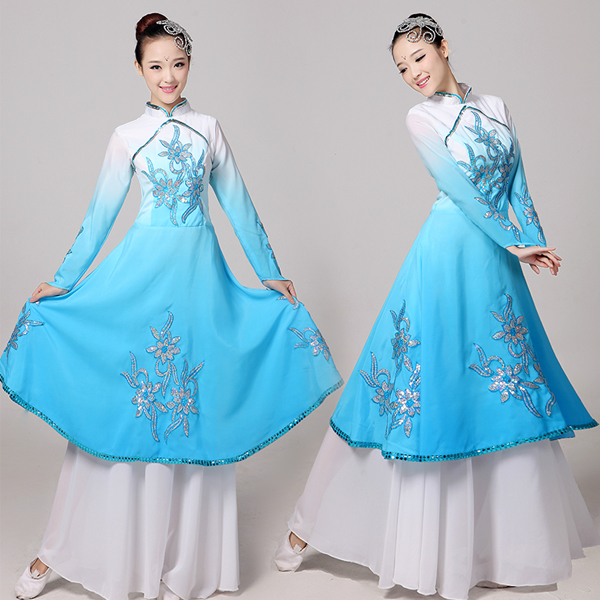 5Cgo  42187874851 古典舞蹈秧歌服民族舞台大合唱演出服舞扇子舞傘舞水墨 古典舞現代舞  GSX88100