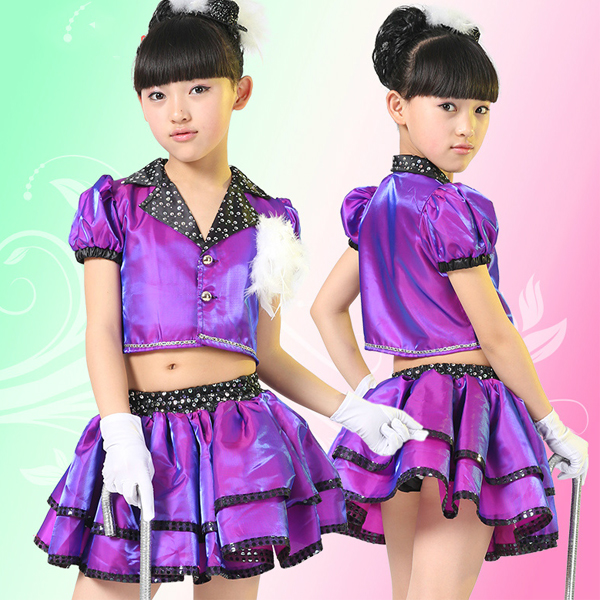 5Cgo  38347564209 現代舞表演服裝亮片女童爵士舞街舞演出服爵士舞服 兒童舞衣  GSX48000