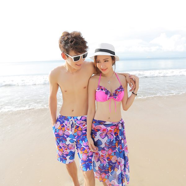 5Cgo  25164788273 泳衣比基尼裙式三件套小胸鋼托聚攏女式溫泉遊泳衣女 比基尼泳衣  GSX74100