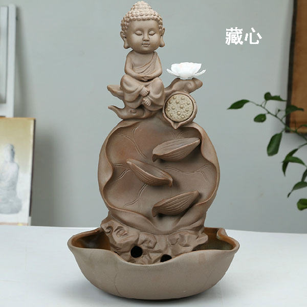 5Cgo 42573503533 創意流水噴泉擺件辦公加濕器招財風水擺件家居飾品喬遷禮物坐蓮如來細細流水  LAY08500