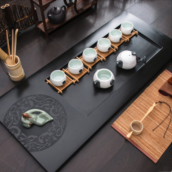 5Cgo 36274681883 天然大號烏金石茶盤黑金石茶台茶盤石天然石盤烏金石石盤 中號款長70*35cm WXP78500