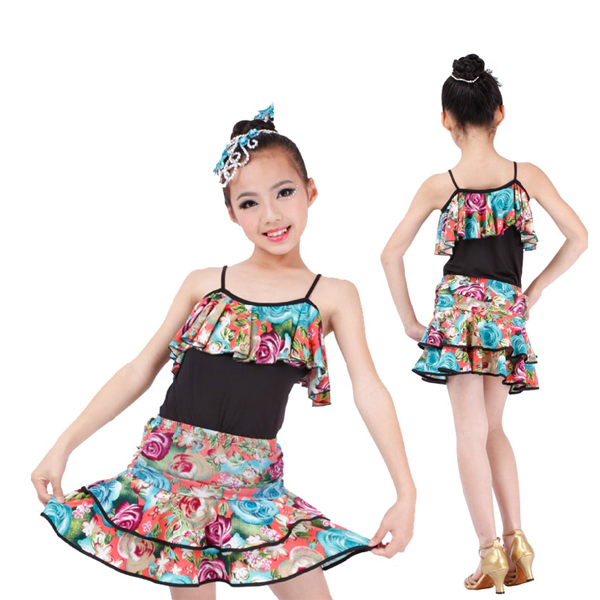 5Cgo  43816262674 兒童拉丁舞裙春夏女童拉丁舞演出服少兒拉丁舞服練功服 兒童舞衣  GSX26000