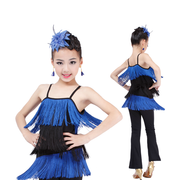 5Cgo  44054732871 少兒拉丁舞服裝演出服 兒童拉丁舞服裝流蘇褲子套裝   兒童舞衣   GSX87000
