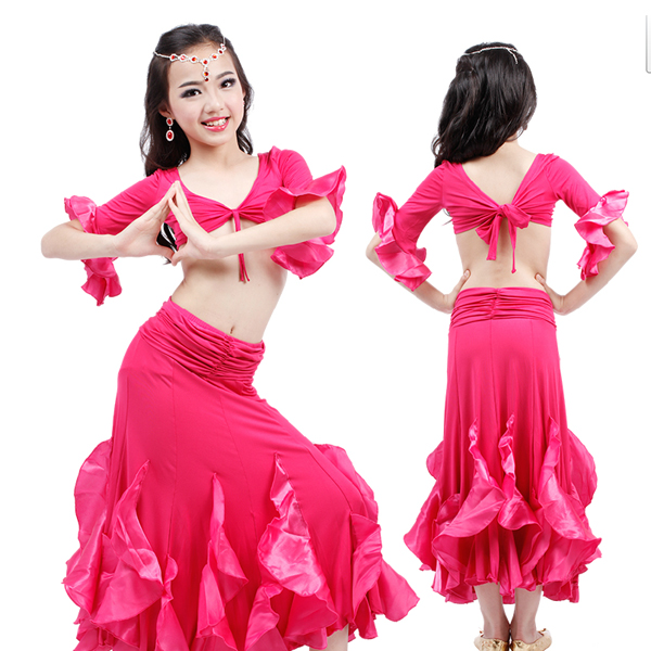 5Cgo  45035761051 兒童肚皮舞演出服 舞蹈表演服套裝兒童肚皮舞服裝短袖 肚皮舞裙女   兒童舞衣   GSX80100