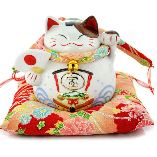 5Cgo 9550950162  彩色寶船招財貓 陶瓷擺件/開業禮品/家居擺設 瓷禮品 6寸 MIK82100
