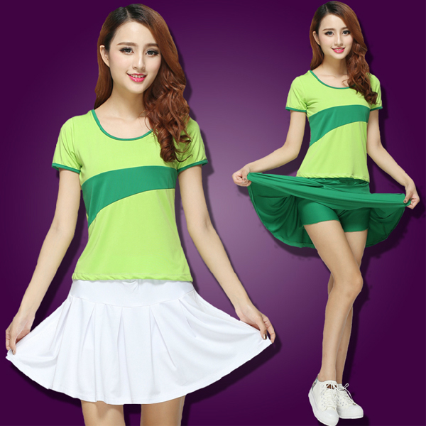 5Cgo  44841756858 廣場舞服裝套裝  舞蹈服拉丁舞跳舞衣服短袖裙子大碼舞蹈服裝  廣場舞裙  GSX97000