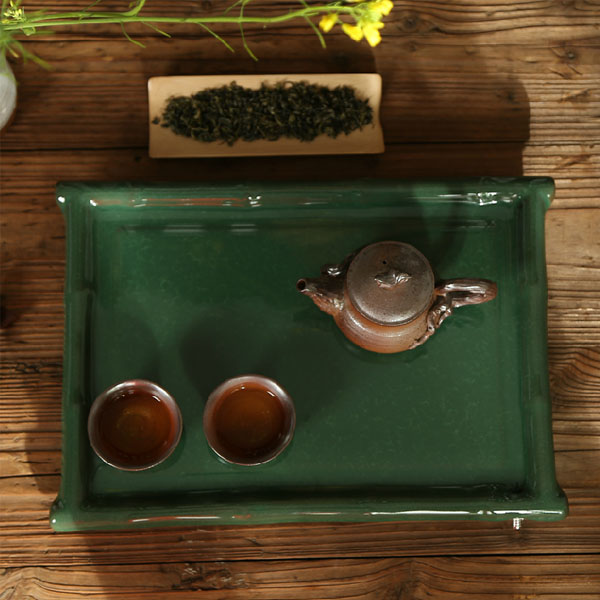 5Cgo 44015161924 冰裂茶盤冰清玉潤功夫茶具陶瓷茶海儲水式托盤茶臺泡茶桌茶墊 38*27cm  LAY86100