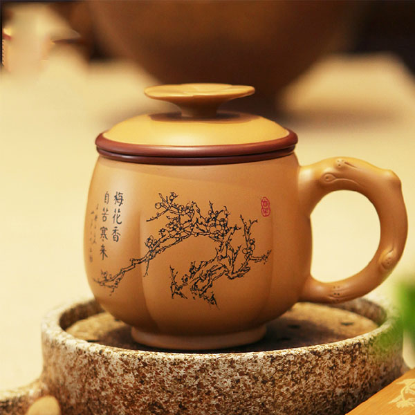 5Cgo 40200271046 原礦泥料手工黃金段紫砂杯過濾茶杯內膽杯梅花杯功夫茶具茶道泡茶杯  LAY04200