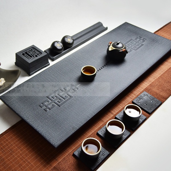 5Cgo 42999710939 頂級將相和烏金石茶盤茶臺茶船 黑金石茶海石頭石材茶具功夫泡茶 70*30cm AGL86500