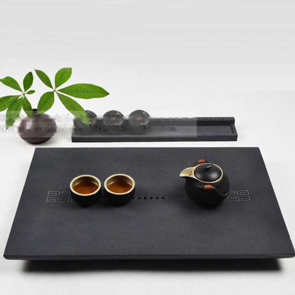 5Cgo 44350679629 不爭烏金石茶盤茶臺茶船 黑金石茶海石頭石材茶具功夫泡茶 60*30cm AGL58300