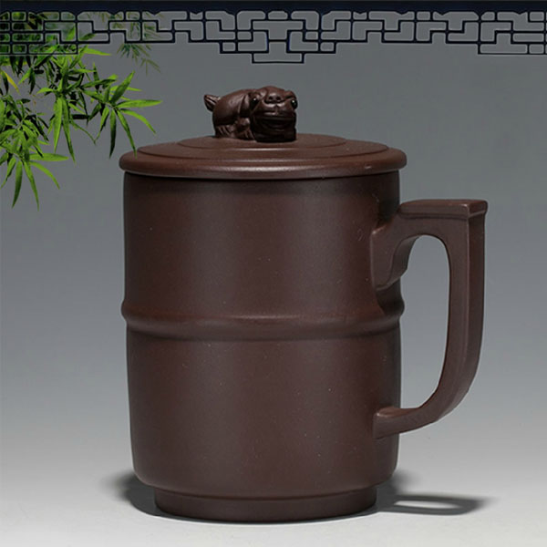 5Cgo 39290806392 宜興紫砂杯過濾內膽手工紫砂茶杯水杯子辦公杯紫砂蓋杯馬克杯龍蓋  LAY80100