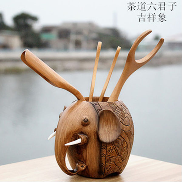 5Cgo 44107814901 吉祥象茶道六君子茶藝竹制整套茶道功夫茶具茶勺茶夾茶盤配件  LAY87000