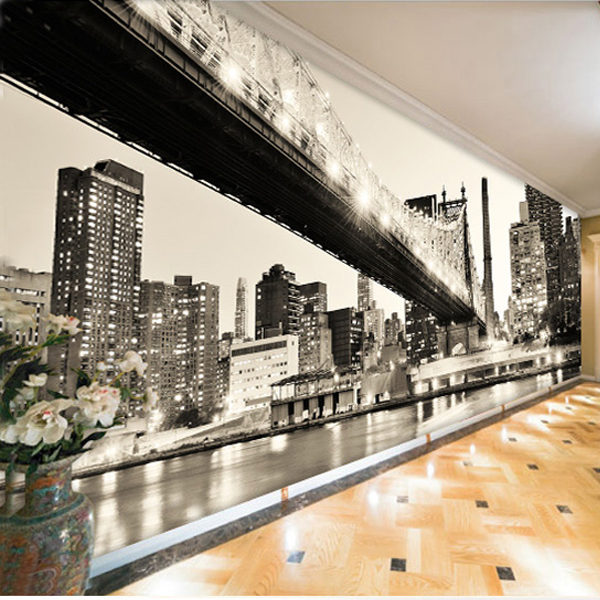 5Cgo 38541603167 代訂金3D牆紙臥室客廳紐約黑白全景城市夜景個性黑白壁紙餐廳背景壁畫臥室書房客廳背景墻現代時尚酒店會所會議室 CHX81100
