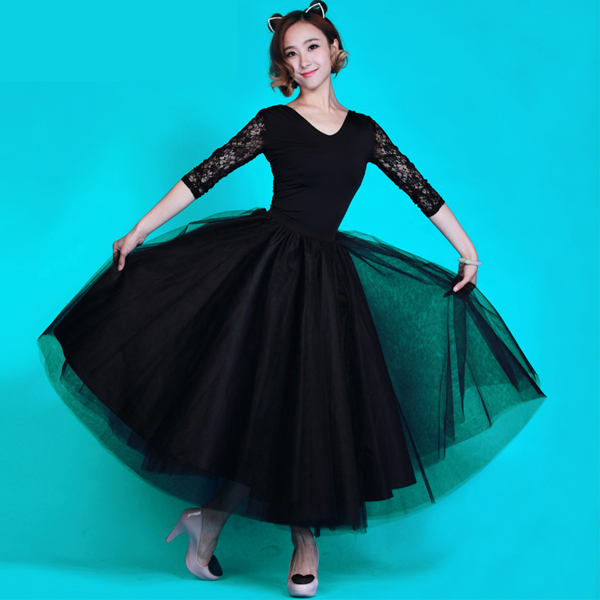 5Cgo 37843420285 摩登舞裙 國標舞表演服裝演出服 蓬蓬紗半身長裙舞裙+上衣 交誼舞裙探戈舞服  GSX323000