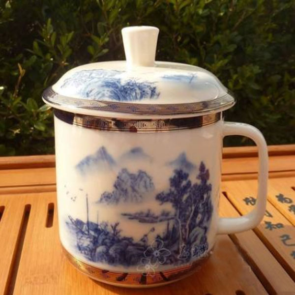 5Cgo  9831349203 景德鎮茶杯陶瓷帶蓋高檔辦公會議水杯子山水圖個人專用杯泡茶杯裝水杯茶道   LAY67000