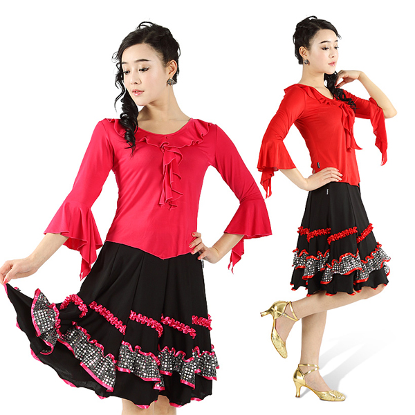5Cgo 38587535674廣場舞服裝半身裙套裝上衣長袖舞蹈服套裙拉丁舞跳舞衣  廣場舞衣   GSX98000