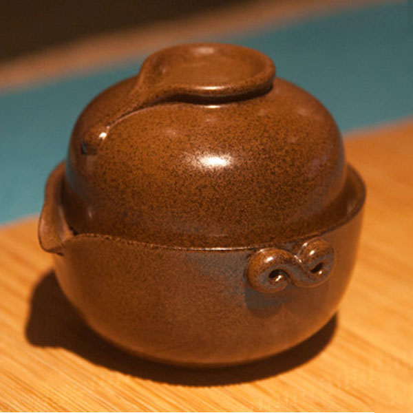 5Cgo 10110392423 快客杯一壺一杯陶瓷旅行功夫茶具單人便攜茶具套裝陶土棕色辦公室喝茶杯個人專用杯  LAY54200