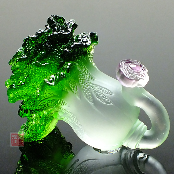 5Cgo  40862813360 琉璃工藝品百財如意白菜擺件商家開業禮品 琉璃招財擺設品家居裝飾品 大號附禮盒  GSX80310