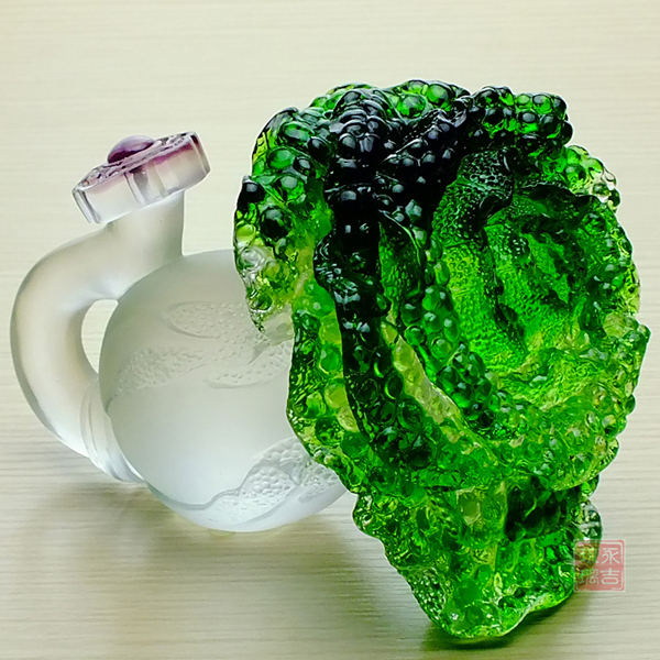 5Cgo 40862813360 琉璃工藝品百財如意白菜擺件商家開業禮品 琉璃招財擺設品家居裝飾品 小號附禮盒  GSX83800