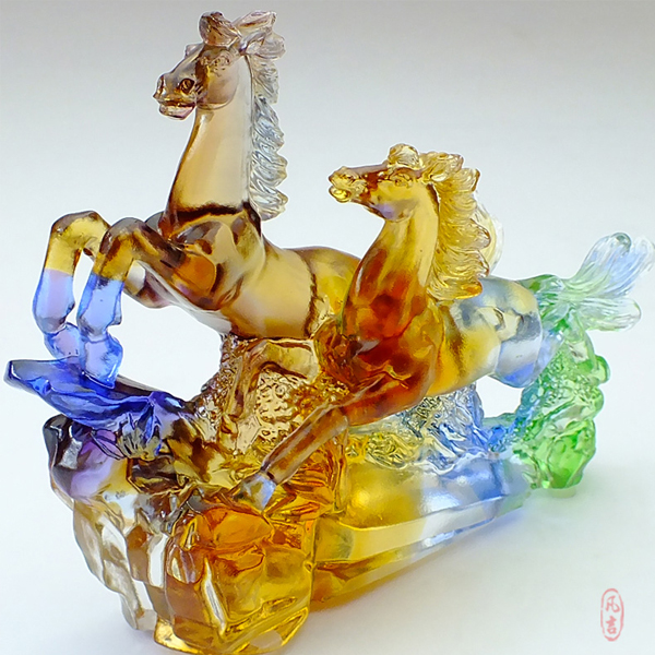5Cgo 39503275579 琉璃工藝品生肖工藝品辦公室擺件馬 風水家居飾品琉璃擺設馬到成功 大號 附禮盒  GSX87800