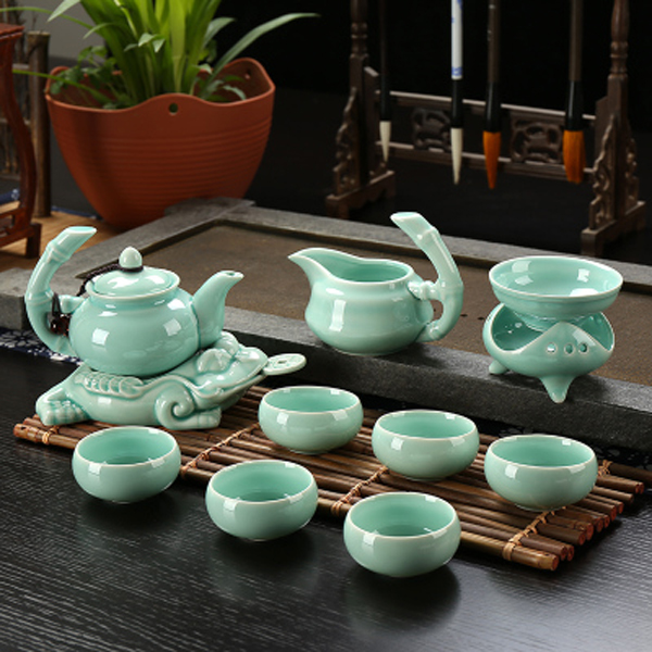 5Cgo 43663364277 龍泉青瓷茶具套裝茶壺茶杯功夫整套茶具套裝陶瓷功夫茶幾定窯泡茶碗 10件套  LA59000
