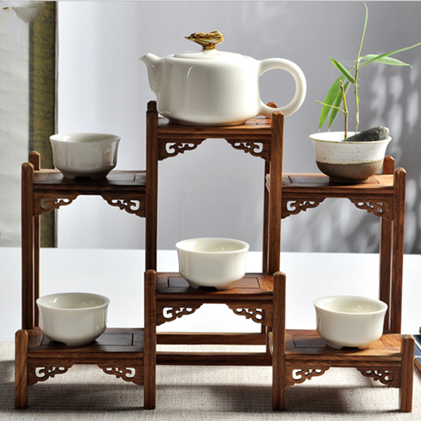 5Cgo 520791620336  花梨木茶具架小博古架雞翅木實木托架茶壺架底座展示架子功夫茶具底墊   LAY68100