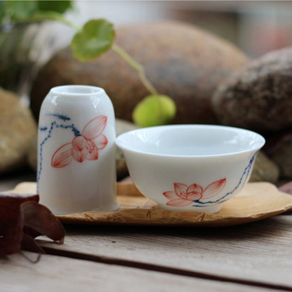 5Cgo 17794621550 手繪青花瓷聞香杯品茗杯套裝功夫茶杯陶瓷杯子茶藝表演茶具薄胎青瓷杯   LAY62000