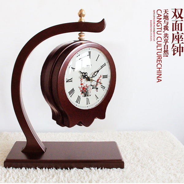 5Cgo 43699011031 座鍾中式客廳靜音鍾表時尚創意現代雙面鍾時鍾桌面裝飾擺設擺件書房臥室數字刻度鐘指針掛鐘 CHX88200_棕色