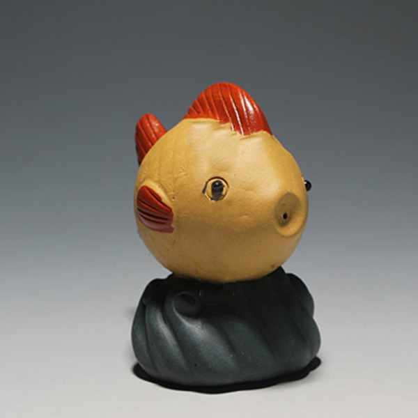 5Cgo 521608779810 茶寵精品紫砂飛飛魚茶道功夫茶具配件噴水茶盤擺件吉祥彩魚可愛魚  LAY55000