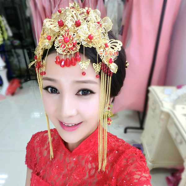 5Cgo 39414244841 新娘頭飾禮帽 摩登韓式手工網紗飾品結婚 髪飾 蕾絲面紗頭花 婚紗飾品   GSX88000