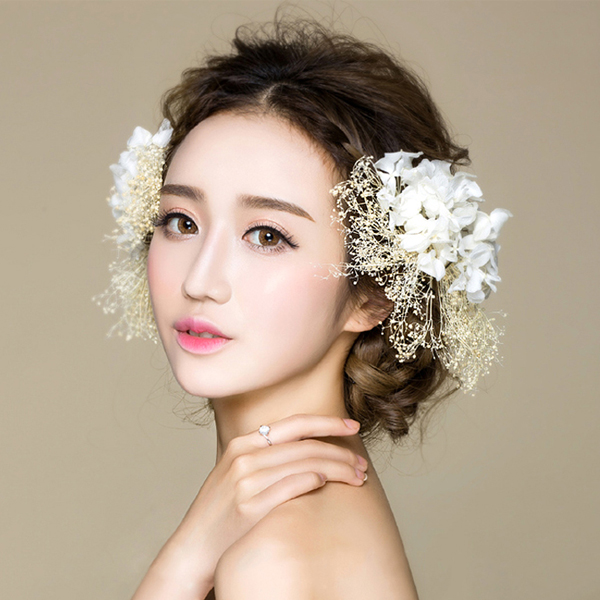 5Cgo 521689982943 新娘頭飾 永生花仙蒂韓式手工花朵頭花 結婚髪飾婚紗造型配飾品   GSX86100
