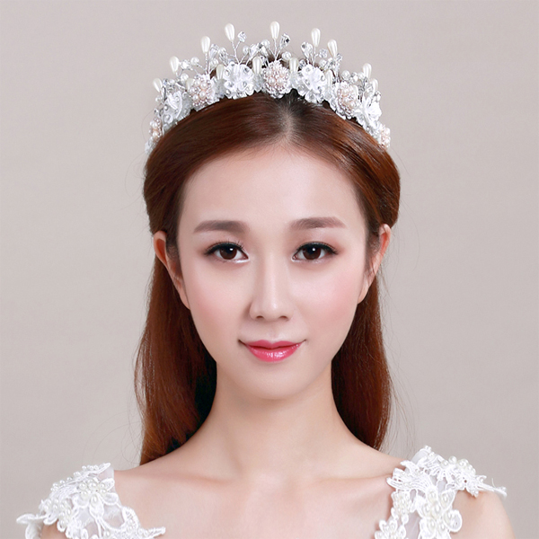 5Cgo 43298188399 新娘頭飾 新娘軟皇冠香草天空韓式手工蕾絲花朵結婚頭飾婚紗髪飾  GSX56000