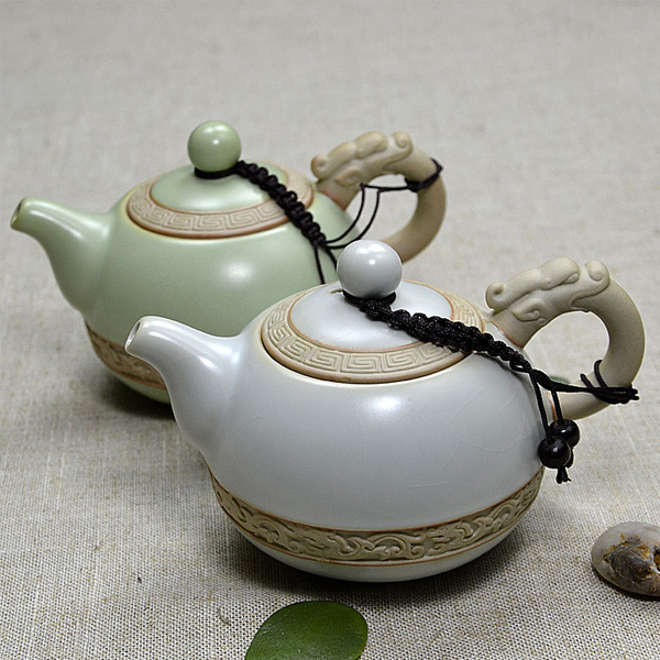 5Cgo 38811000706 陶瓷過濾茶具茶壺汝窯開片單壺浮雕壺功夫茶具茶杯配件泡茶壺喝茶壺  LAY25000