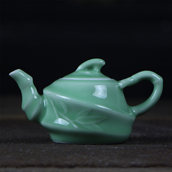 5Cgo  520483648022 龍泉青瓷茶壺大號竹節壺陶瓷紫砂壺梅子青西施壺功夫茶具零配件  LAY88000