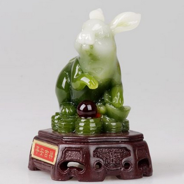 5Cgo 18967143125 樹脂茶寵茶玩生日禮物十二生肖傳奇吉祥物玉兔擺件家居裝飾辦公室擺件  LAY64000