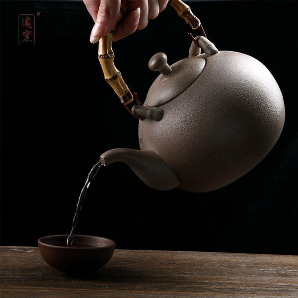 5Cgo  44808015449 建窯功夫茶具紫砂陶壺電陶爐專用煮茶壺燒水壺竹提梁陶瓷茶壺裝茶壺   LAY00300