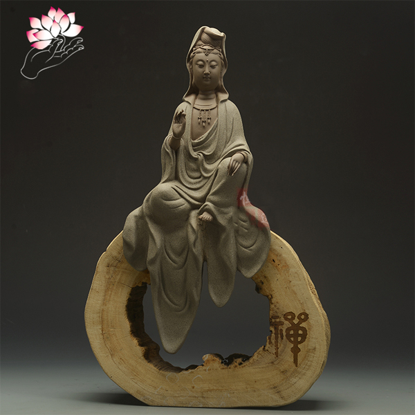 5Cgo 521549393954 禅意觀自在佛像觀音菩薩坐根雕紫砂陶瓷家居裝飾禮品工藝品擺件  LAY81600