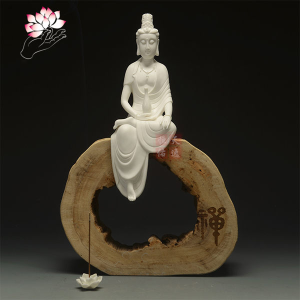 5Cgo 521715215003 觀音菩薩佛像德化陶瓷家居裝飾供奉白瓷器披坐禅意風水鎮宅擺件    LAY81500