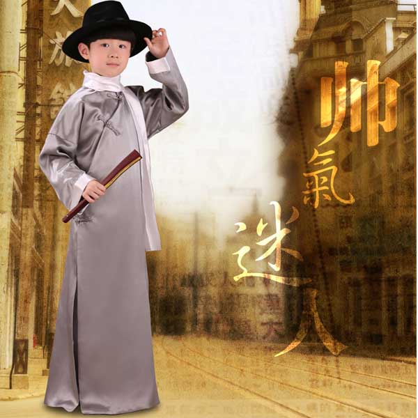 5Cgo 38691631903 兒童古裝民國服裝長袍馬褂男童相聲演出服長衫大褂五四青年學生裝   GSX90100