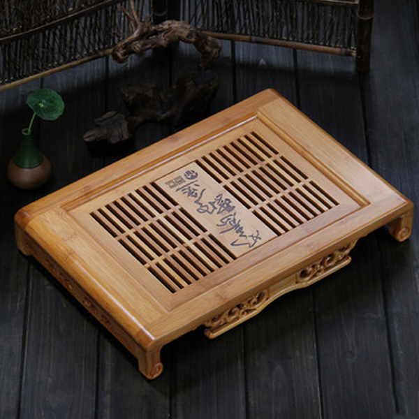 5Cgo  524043023174 功夫茶具茶盤竹子茶海小號孟宗竹制茶托盤抽屜式排水茶台茶盤  LAY92100