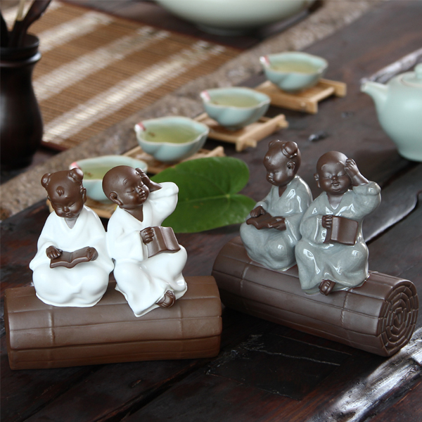 5Cgo  520670840667 哥窯茶寵好好學習汝窯工藝品書房擺設陶瓷茶寵茶道茶盤擺飾 LAY78000