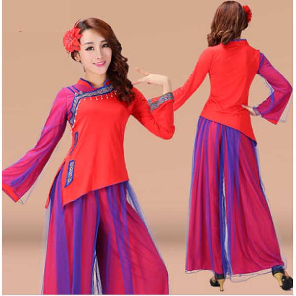 5Cgo 523751648190 舞蹈廣場舞服裝牛奶絲裙褲套裝 跳舞民族表演服 廣場舞衣   GSX81100
